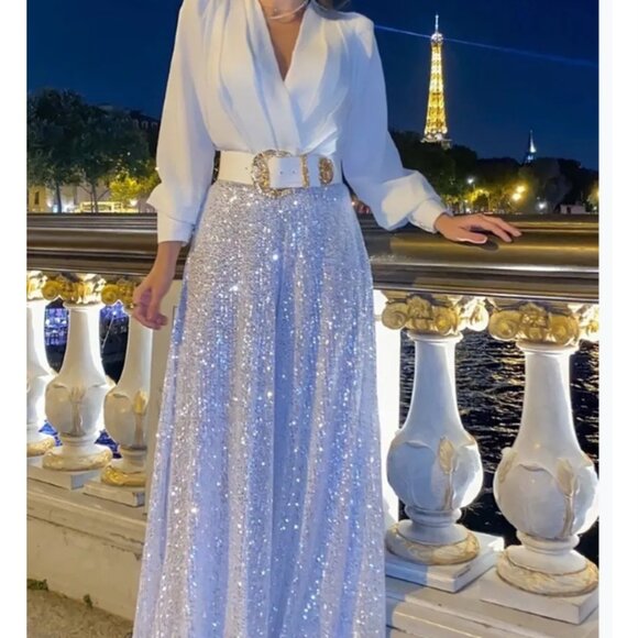 Silver and White Elegant Jumpsuit - Picture 1 of 1